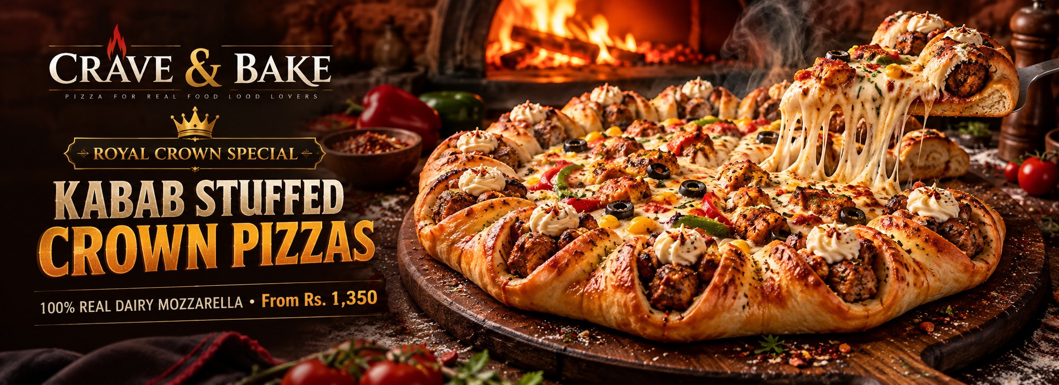 Crave & Bake - Royal Crown Kebab Stuffed Pizzas - 100% Real Mozzarella