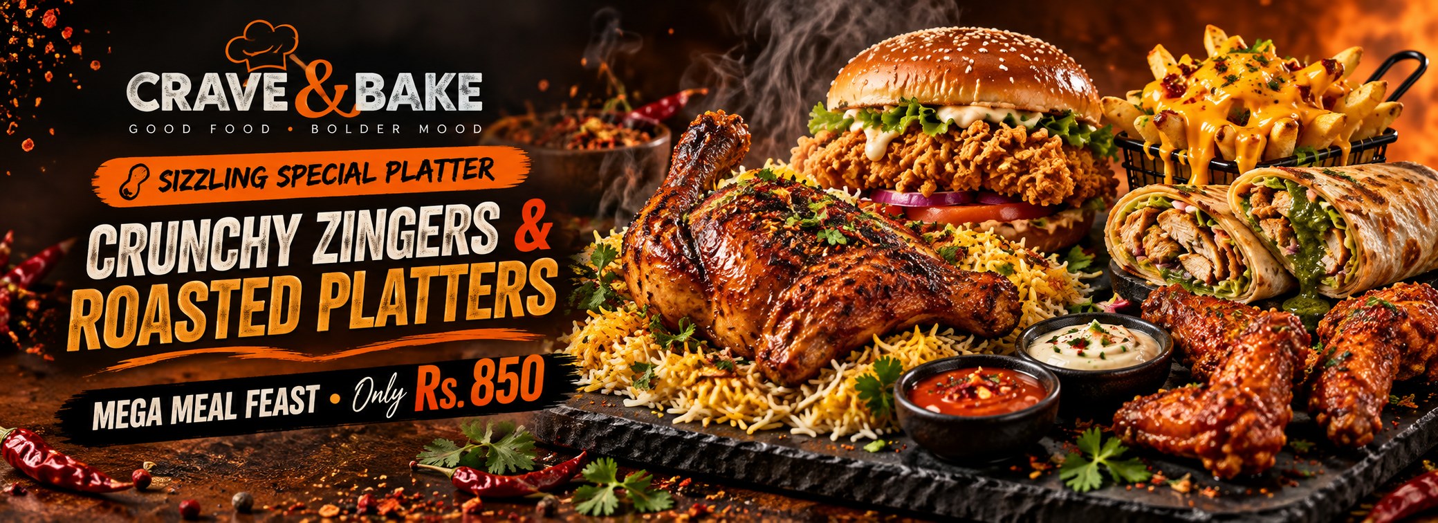Crave & Bake - Crunchy Zingers & Roasted Platters Feast - Mega Meal